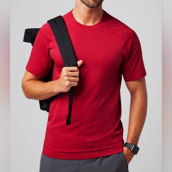 Fabletics Men's Red Short Sleeve Training Day T-shirt | Medium - Picture 1 of 5